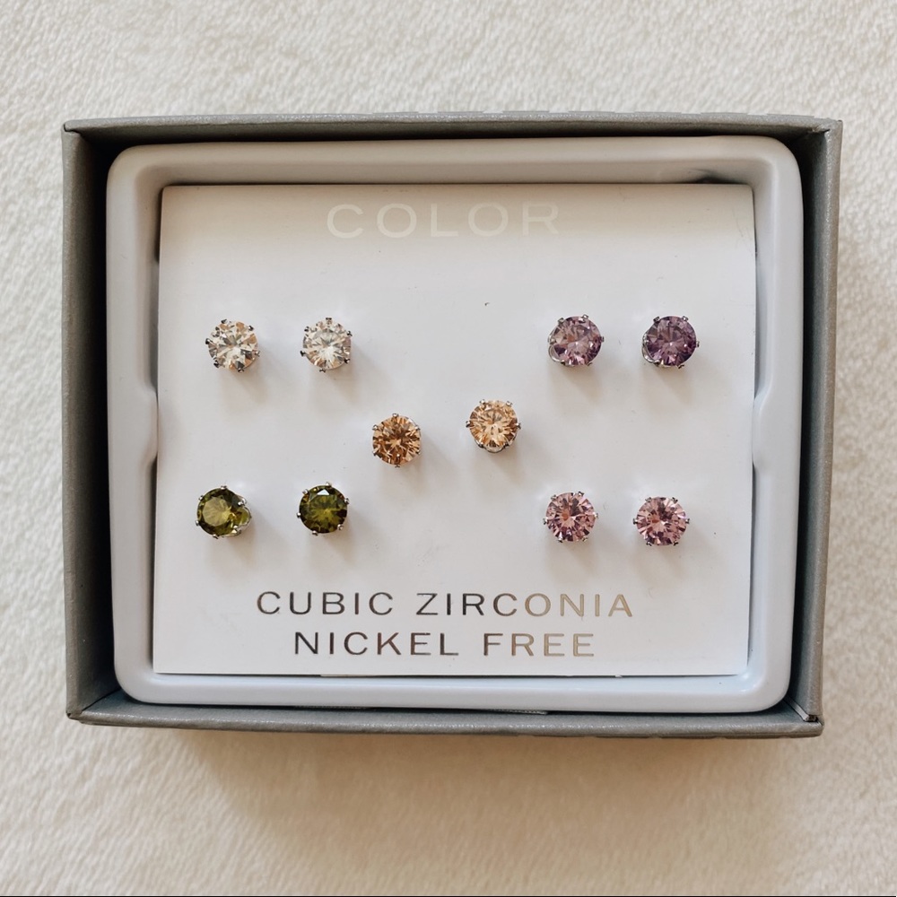 NWT Colorful Diamond Stud Earring Pack